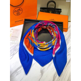 Replica Hermes Blue Buckle Print 90cm Silk Scarf