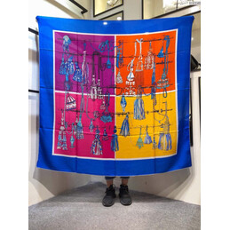 Replica Hermes Blue Buckle Print 90cm Silk Scarf