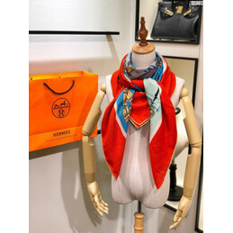 Replica Hermes Red Buckle Print 90cm Silk Scarf