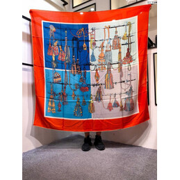 Replica Hermes Red Buckle Print 90cm Silk Scarf