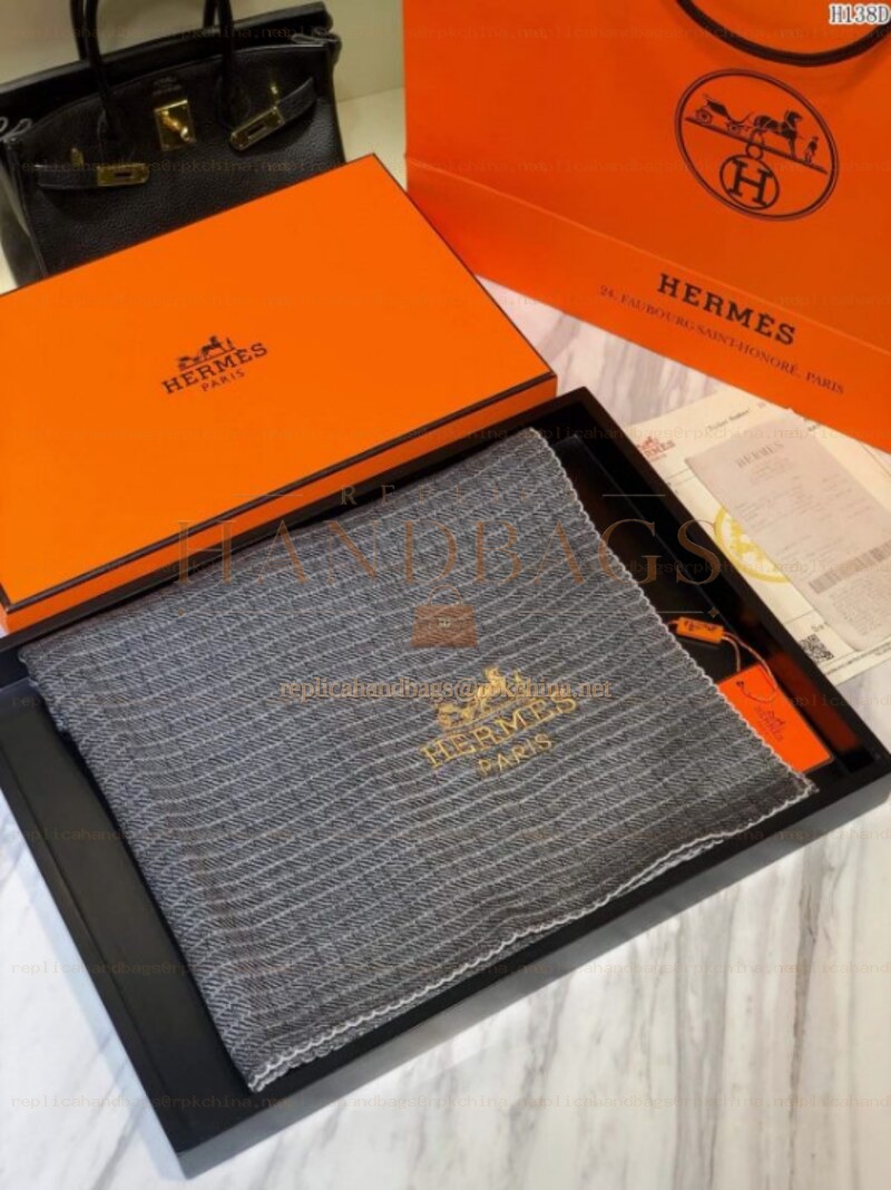 Replica Hermes Gray Logo Shawl Scarf