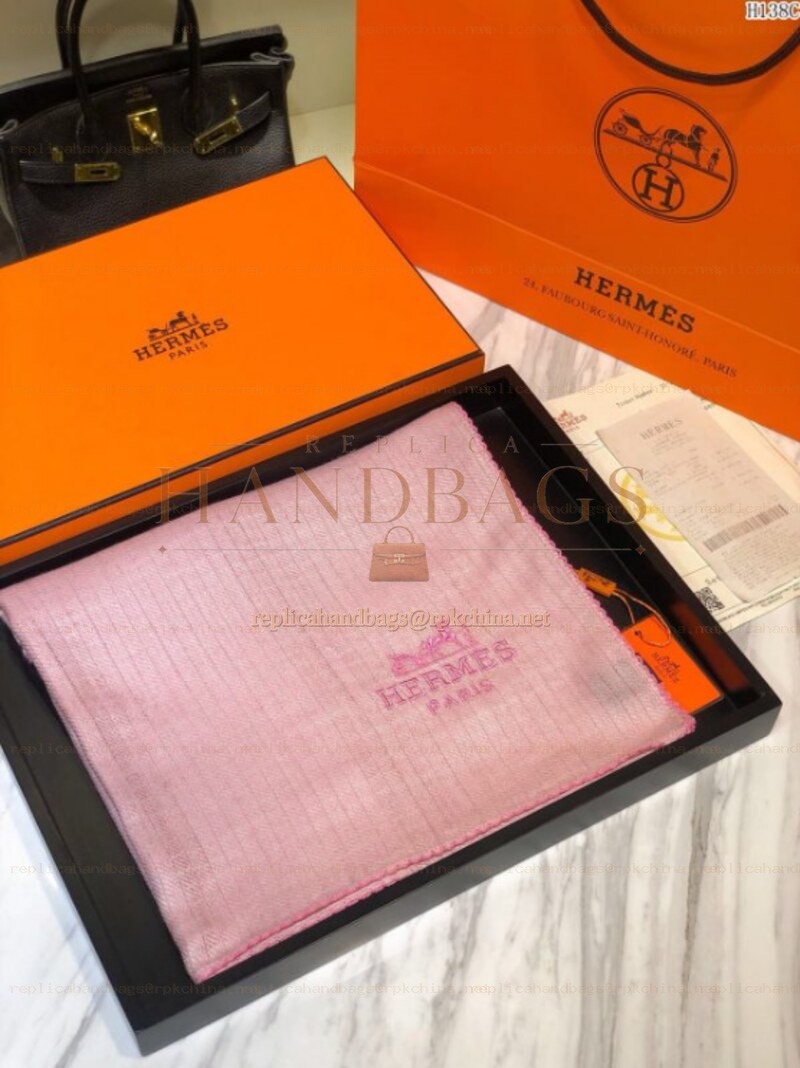 Replica Hermes Pink Logo Shawl Scarf