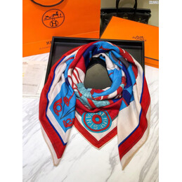 Replica Hermes Red Turquoise Graphic 90cm Silk Scarf