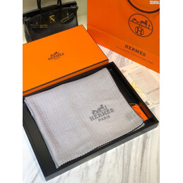 Replica Hermes Light Gray Logo Shawl Scarf