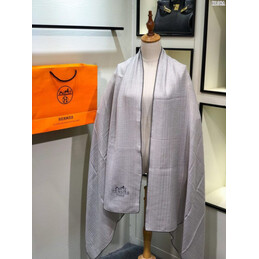 Replica Hermes Light Gray Logo Shawl Scarf