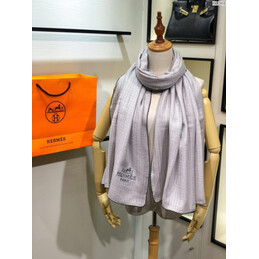 Replica Hermes Light Gray Logo Shawl Scarf