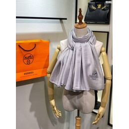 Replica Hermes Light Gray Logo Shawl Scarf