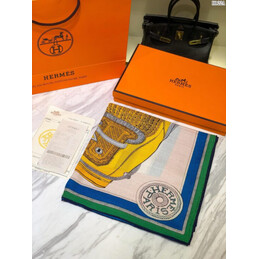 Replica Hermes Green Yellow Graphic 90cm Silk Scarf