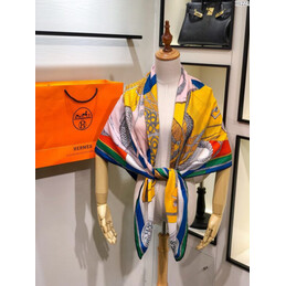 Replica Hermes Green Yellow Graphic 90cm Silk Scarf