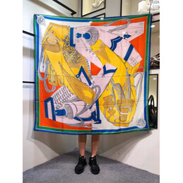 Replica Hermes Green Yellow Graphic 90cm Silk Scarf