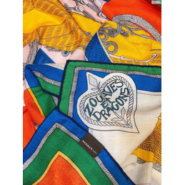 Replica Hermes Green Yellow Graphic 90cm Silk Scarf