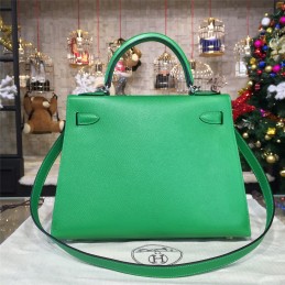 Replica Hermes Emerald Green Kelly 28 Palladium Hardware Bag