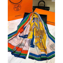 Replica Hermes Green Yellow Graphic 90cm Silk Scarf