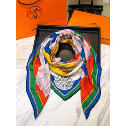 Replica Hermes Green Yellow Graphic 90cm Silk Scarf