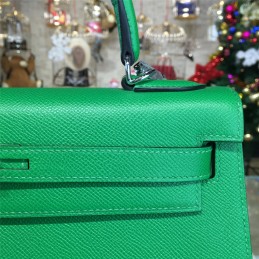 Replica Hermes Emerald Green Kelly 28 Palladium Hardware Bag