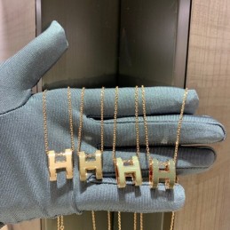 Replica Hermes gold H pendant necklace with numbered pendant options