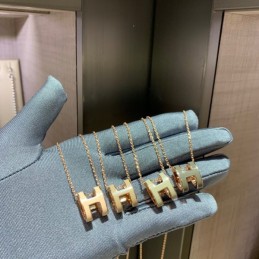 Replica Hermes gold H pendant necklace with numbered pendant options