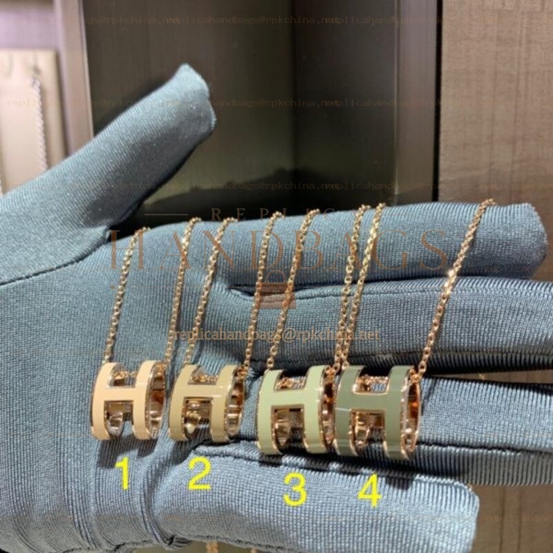 Replica Hermes gold H pendant necklace with numbered pendant options