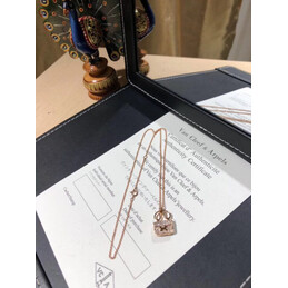 Replica Hermes rose gold diamond padlock pendant necklace
