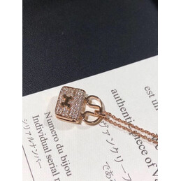 Replica Hermes rose gold diamond padlock pendant necklace