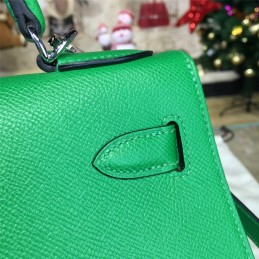 Replica Hermes Emerald Green Kelly 28 Palladium Hardware Bag