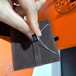 Replica Hermes silver lock pendant necklace with sparkling stones