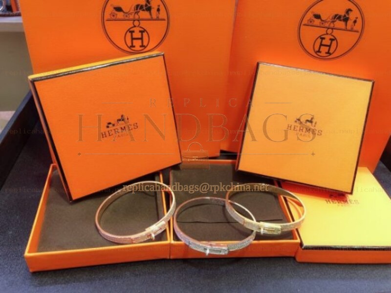 Replica Hermes diamond hinged bangle bracelet with plated hardware options