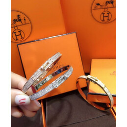 Replica Hermes diamond hinged bangle bracelet with plated hardware options