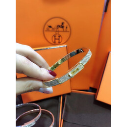 Replica Hermes diamond hinged bangle bracelet with plated hardware options