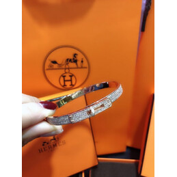 Replica Hermes diamond hinged bangle bracelet with plated hardware options