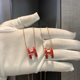 Replica Hermes red H pendant necklace with gold plated hardware options