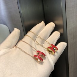 Replica Hermes red H pendant necklace with gold plated hardware options