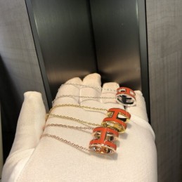 Replica Hermes orange H pendant necklace with plated hardware options
