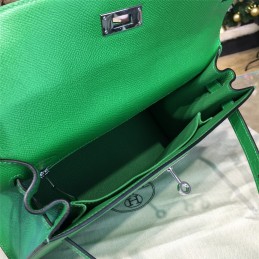 Replica Hermes Emerald Green Kelly 28 Palladium Hardware Bag