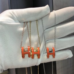 Replica Hermes orange H pendant necklace with plated hardware options