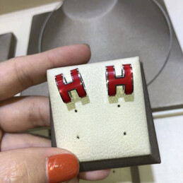 Replica Hermes red H necklace and earrings set with optional earrings