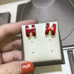 Replica Hermes red H necklace and earrings set with optional earrings