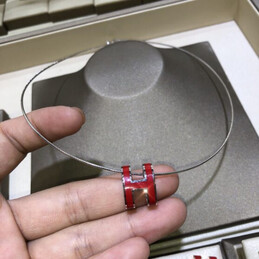 Replica Hermes red H necklace and earrings set with optional earrings