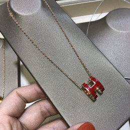 Replica Hermes red H necklace and earrings set with optional earrings
