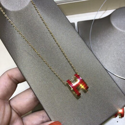 Replica Hermes red H necklace and earrings set with optional earrings
