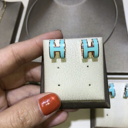 Replica Hermes turquoise H necklace and earrings set with optional earrings