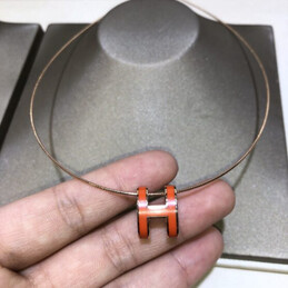 Replica Hermes orange H necklace and earrings set with optional earrings