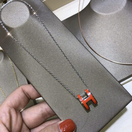 Replica Hermes orange H necklace and earrings set with optional earrings