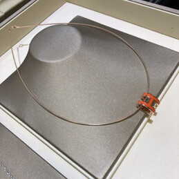 Replica Hermes orange H necklace and earrings set with optional earrings