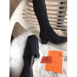 Replica Hermes Black Knee High Sock Boot