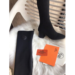 Replica Hermes Black Knee High Sock Boot