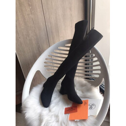 Replica Hermes Black Knee High Sock Boot