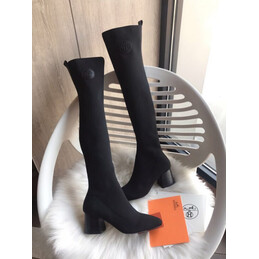 Replica Hermes Black Knee High Sock Boot