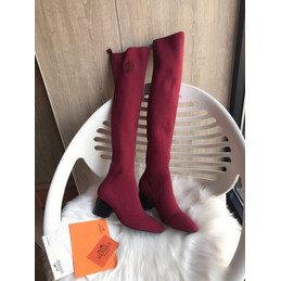 Replica Hermes Burgundy Knee High Sock Boot