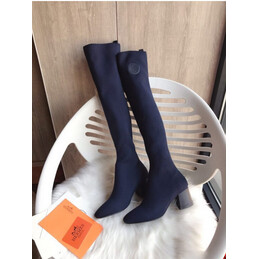 Replica Hermes Navy Knee High Sock Boot